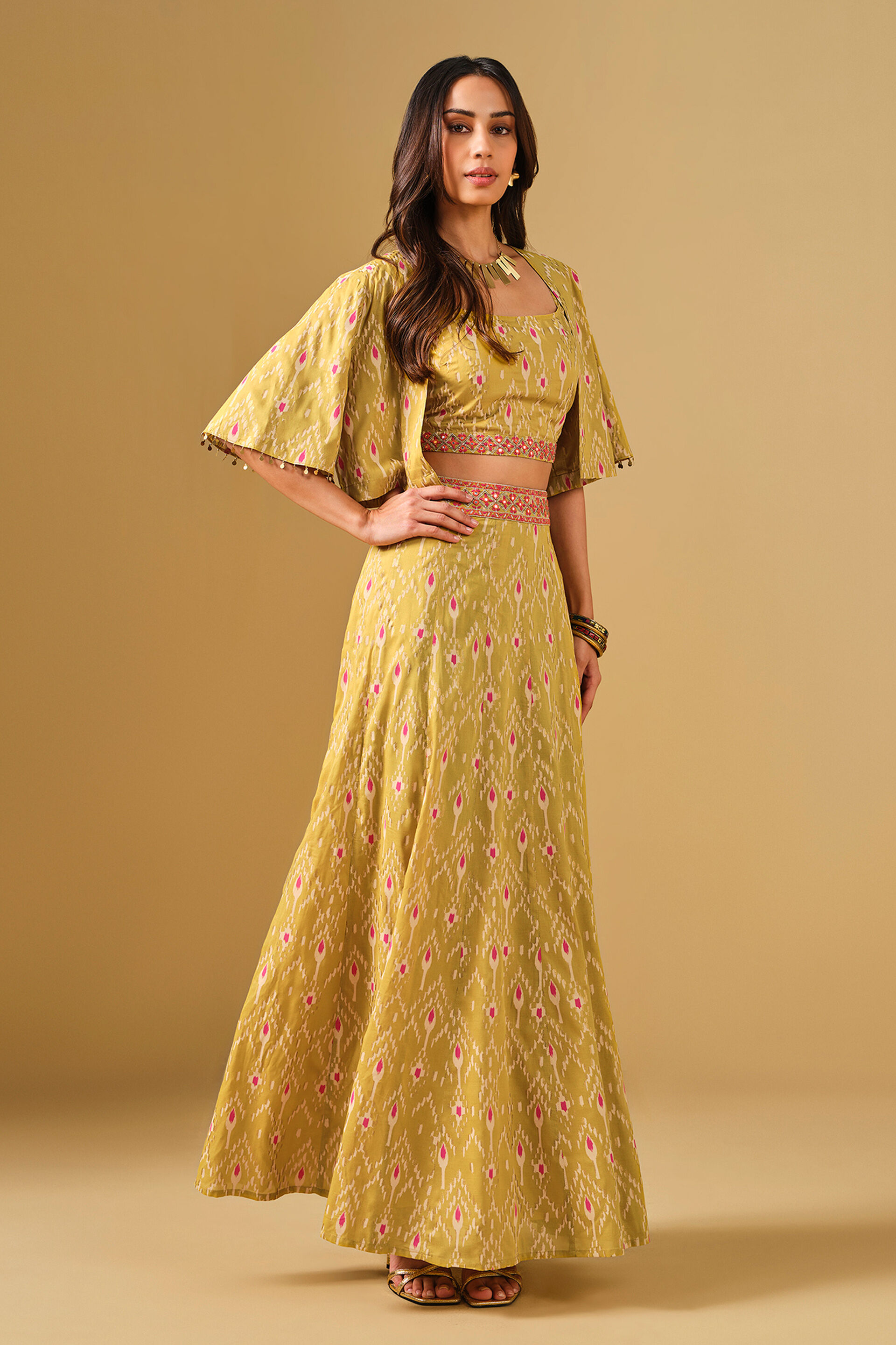 Yellow viscose skirt outlet